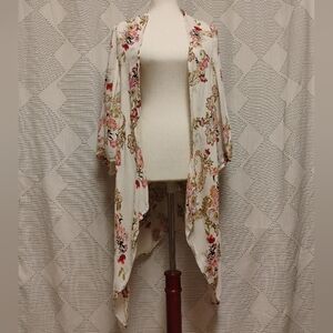 Patrons Of Peace Floral Open-Front Women's Beach Cover-up Kimono Large Rayon